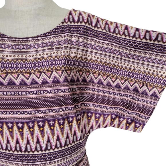 BCBGMaxAzria Dress Size M Dolman Sleeves Jersey Knit Stretchy Purple Combo New - Picture 5 of 13